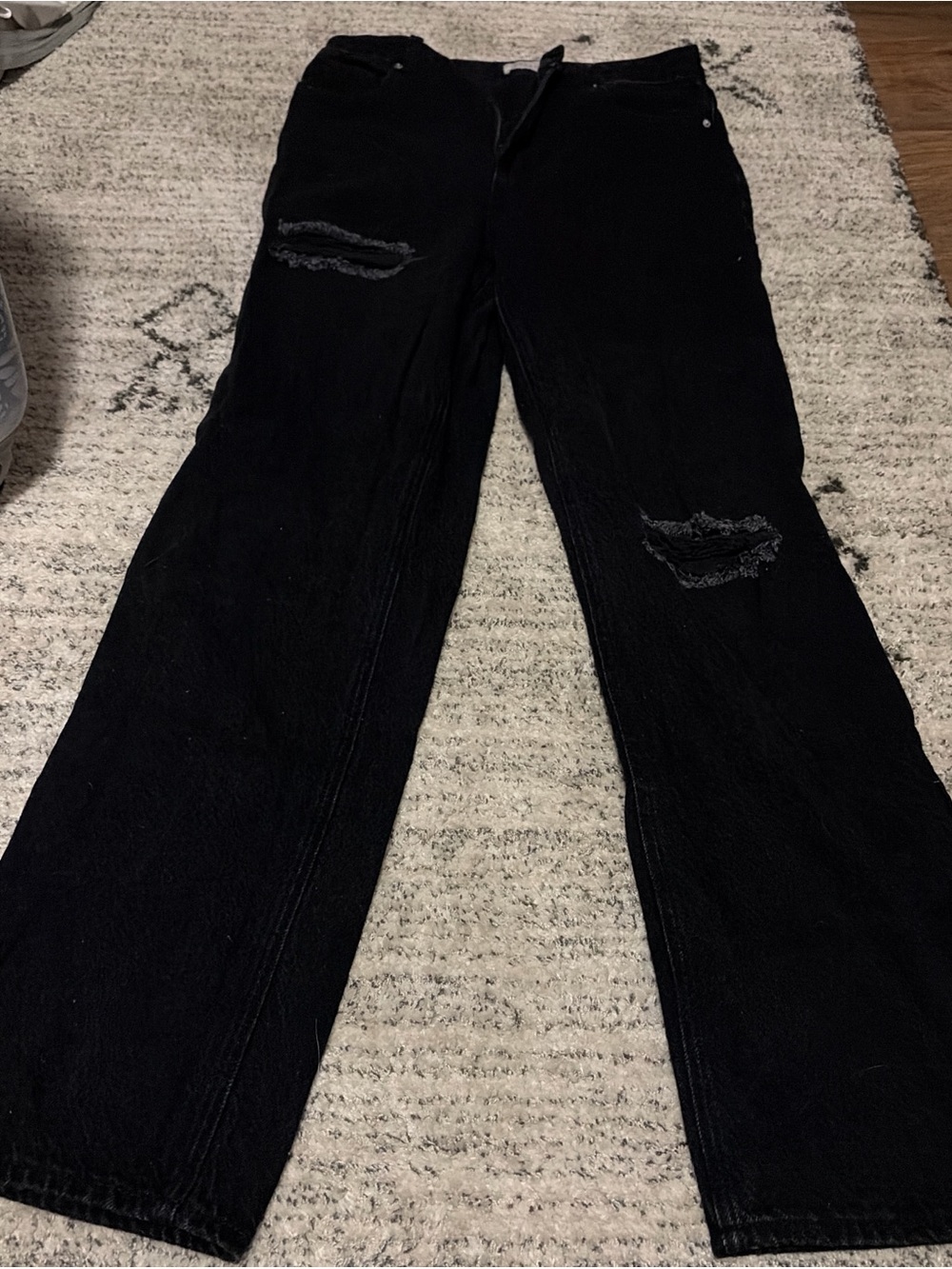 PacSun Women’s Black Boyfriend Jeans - Distressed Knee Rips